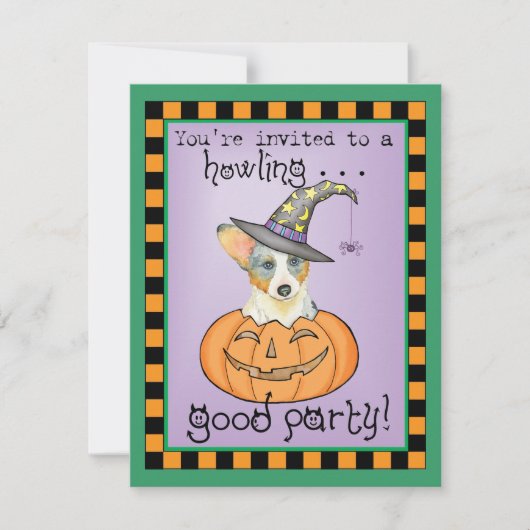 Invitation à Halloween Cardigan Welsh Corgi (Devant)