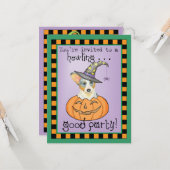 Invitation à Halloween Cardigan Welsh Corgi (Devant/Arrière en situation)