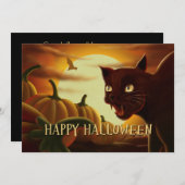 Invitation à Halloween en chat noir effrayant (Devant / Derrière)