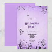 INVITATION À HALLOWEEN NOIR ET PURPLE (Devant / Derrière)