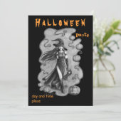 Invitation à Halloween sorcière et poupée (Debout devant)