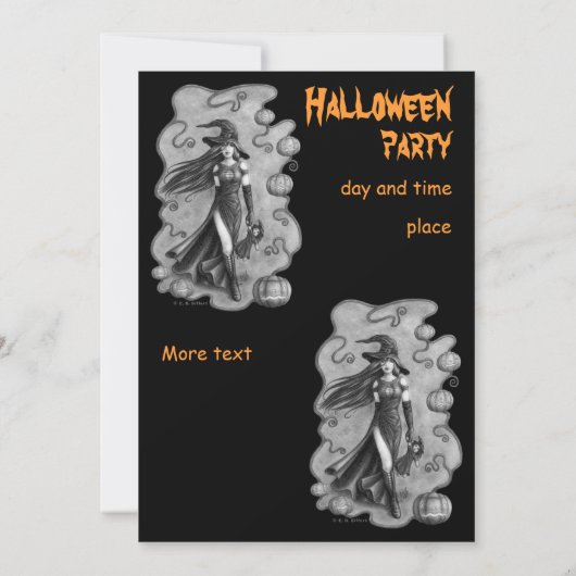 Invitation à Halloween sorcière et poupée (Dos)