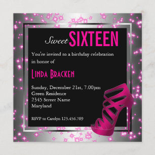 Invitation à haut Sweet sixteen rose Glam Sparklin