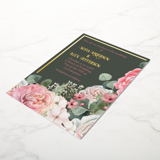 Invitation à huile avec fleurs d'aquarelle (Rotation)