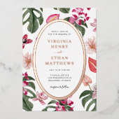 Invitation à huile de Mariage florale tropicale (Recto)