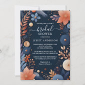 Invitation À Hydrangea Fête des mariées Métallique Bleue Mari (Devant)