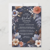 Invitation À Hydrangea Métallo Pure Marine Fête des mariées B (Devant)