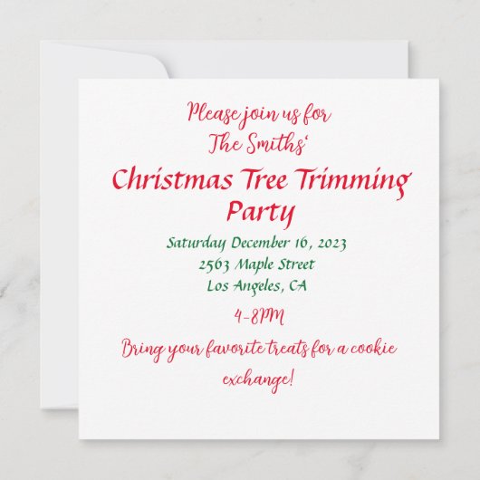 Invitation à imprimer dans l'arbre de Noël personn (Dos)