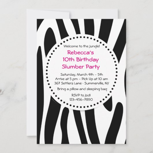 Invitation à imprimer Zebra (Devant)