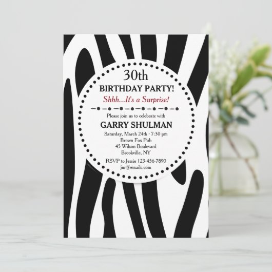 Invitation à imprimer Zebra (Debout devant)