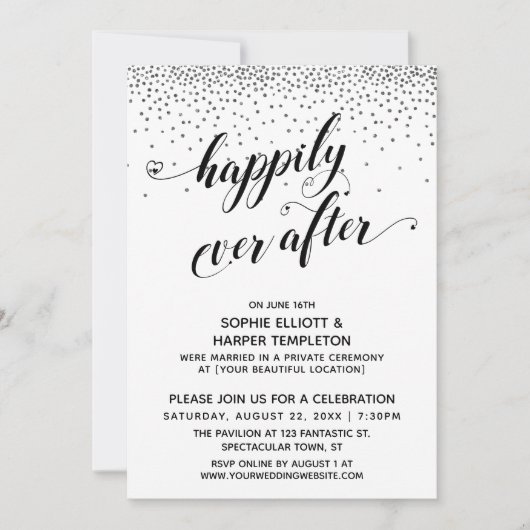 Invitation À jamais, coeurs de script "Happily Ever Ever" con (Devant)