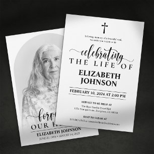 Invitation À jamais dans nos cœurs : Élégant mémorial photo