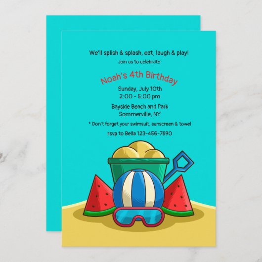 Invitation à jouer à la plage (Devant / Derrière)