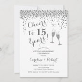 Invitation À la 15e anniversaire - Blanc argenté (Devant)