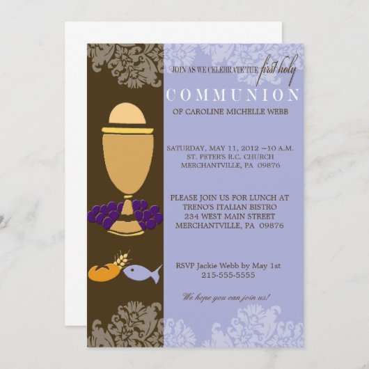 Invitation à la 1ère communion de garçon (Devant / Derrière)