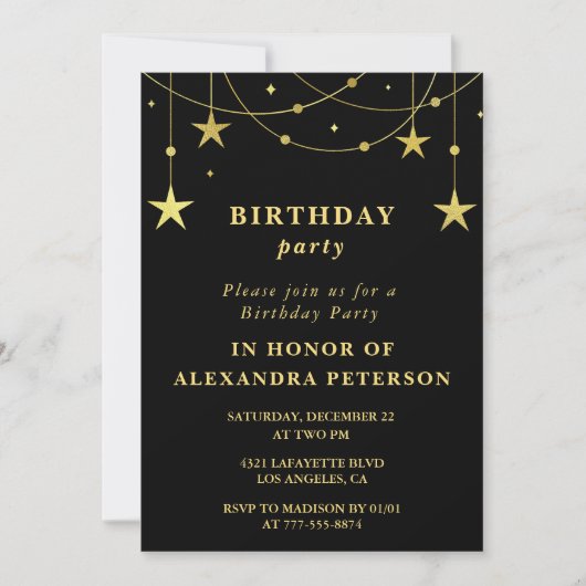 Invitation à la 2e fête d'anniversaire noire avec (Devant)