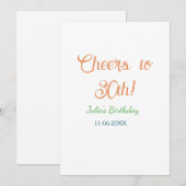 Invitation À la 30e anniversaire nom date orange vert bleu (Devant / Derrière)