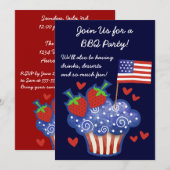 Invitation à la American Pride Cupcake 4 juillet B (Devant / Derrière)