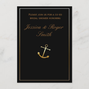 Invitation à la Ancre Nautique Chic Black Gold