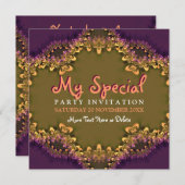 Invitation à la Antique Blackberry Girly Lace Part (Devant / Derrière)