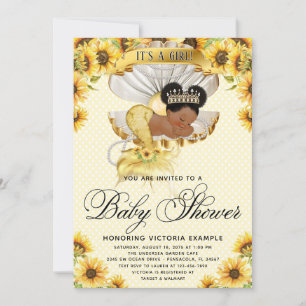 Invitation à la baby shower Afro Mermaid Sunflower