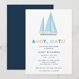 Invitation à la baby shower « Ahoy Mate » sur le t