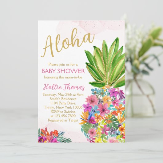 Invitation à la Baby Shower Aloha (Debout devant)