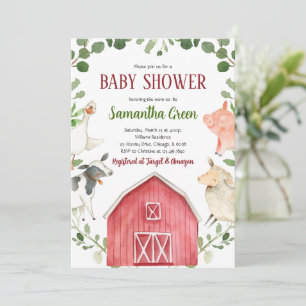 Invitation à la Baby Shower Animaux de la Ferme
