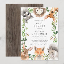 Invitation à la Baby Shower Animaux de la Forêt