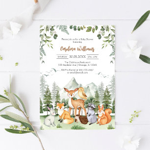 Invitation à la baby shower Animaux de la forêt
