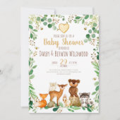 Invitation à la Baby Shower Animaux de la Forêt (Devant)