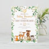 Invitation à la Baby Shower Animaux de la Forêt (Debout devant)
