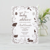 Invitation à la Baby Shower Animaux de la Forêt (Debout devant)