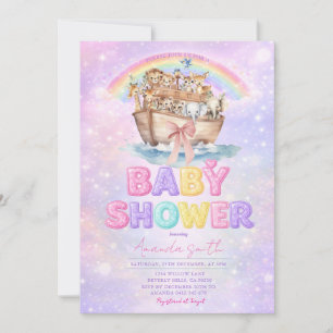 Invitation à la Baby Shower Arc-en-Ciel Pastel de