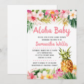 Invitation à la baby shower au thème de l'ananas (Devant / Derrière)