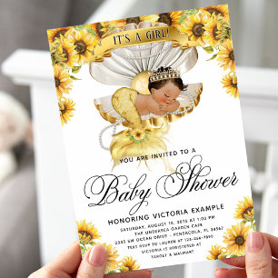 Invitation à la baby shower au tournesol pour fill
