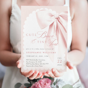 Invitation à la baby shower avec des nœuds roses m