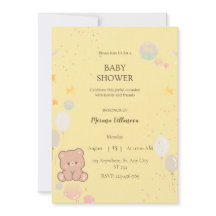 Invitation à la baby shower avec un ours en peluch
