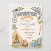 Invitation à la Baby Shower Aventure Bleue (Devant)