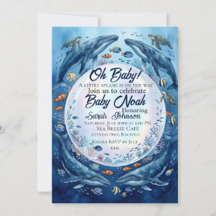 Invitation à la baby shower Baleine – Océan sous l