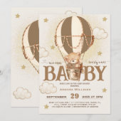 Invitation à la Baby Shower : Ballons d'ours atten (Devant / Derrière)