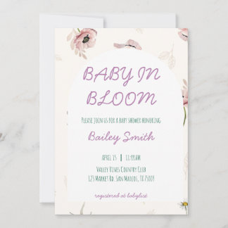 Invitation à la baby shower "Bébé en fleurs"