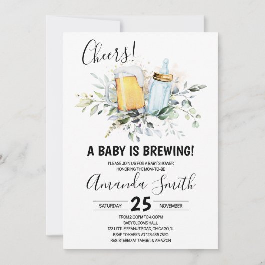 Invitation à la Baby Shower Bébé en Route (Devant)