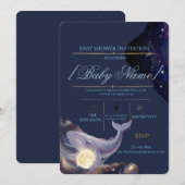 Invitation à la baby shower Bébé Lunaire Céleste (Devant / Derrière)