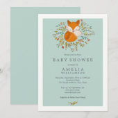 Invitation à la baby shower Bébé Renard Douce Forê (Devant / Derrière)