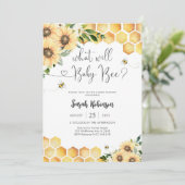 Invitation à la baby shower Bee Sunflower Baby (Debout devant)