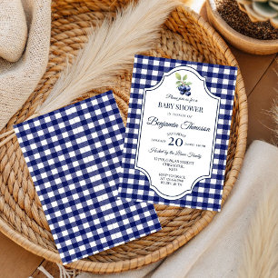 Invitation à la Baby Shower 'Berry Sweet Blue Ging