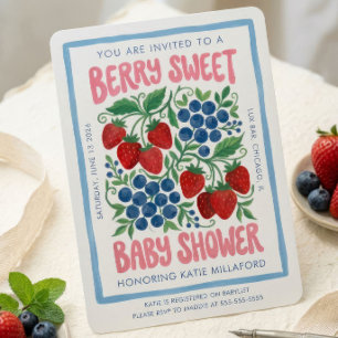 Invitation à la Baby Shower Berry Sweet Fraise