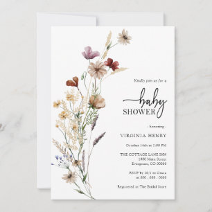 Invitation à la baby shower bohème blanche