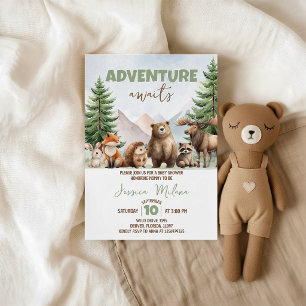 Invitation à la Baby Shower Boisée "L'Aventure Att